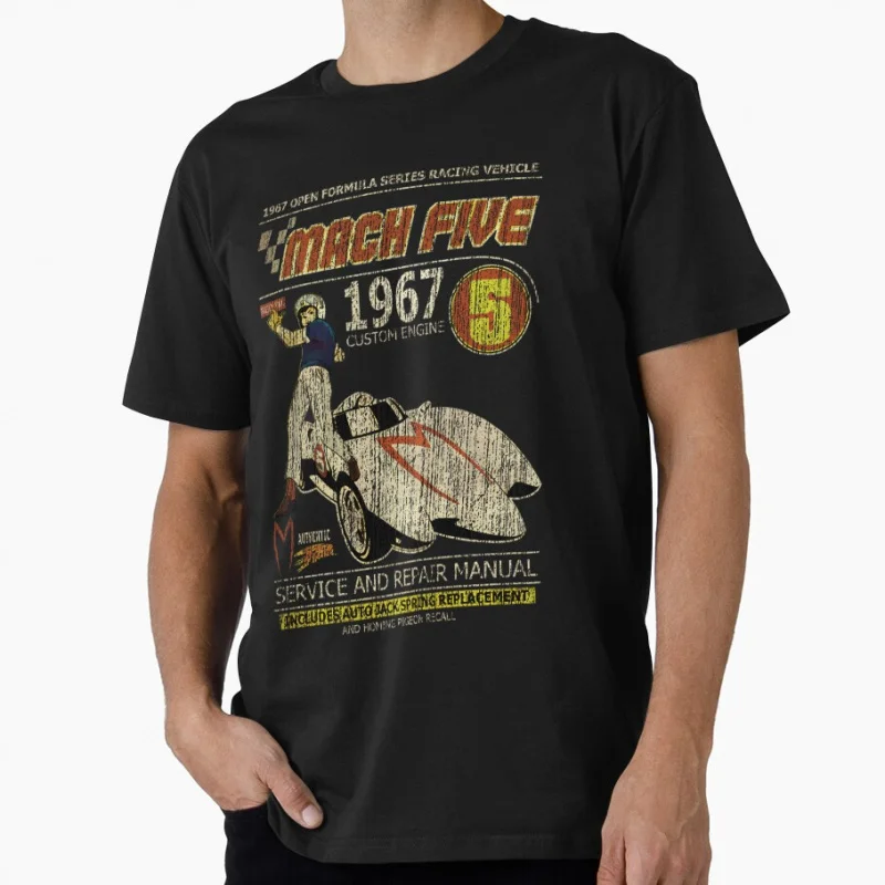 

Mach Five Vintage Distrassed Speed Raceer Anime Gift t shirt for man print Graphic Tee Y2K clothes All size S-6XL Cartoon Tops