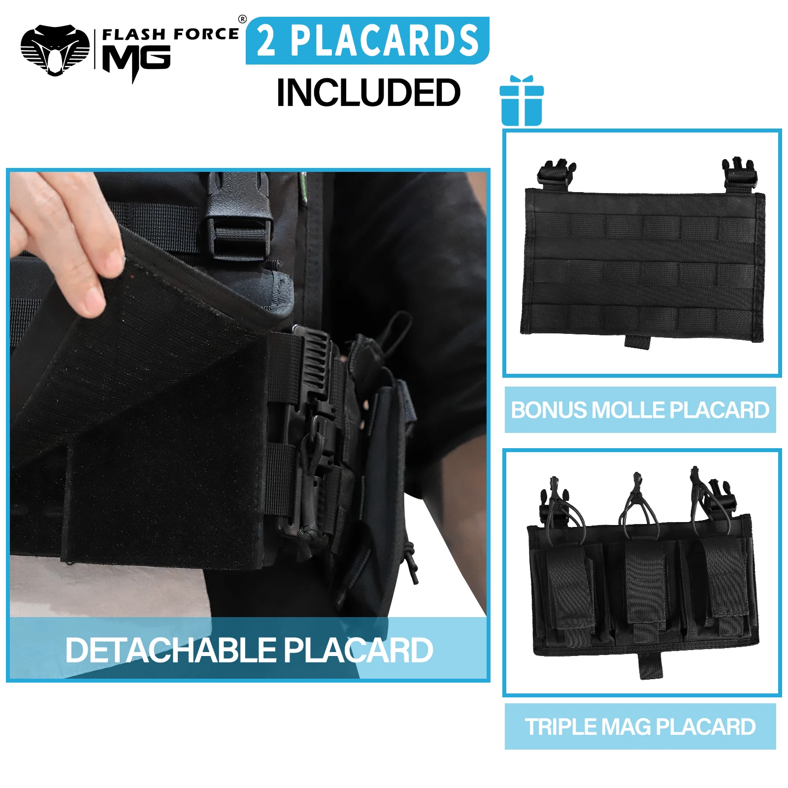 MGFLASHFORCE Tactical Vest Quick Release Molle Plate Carrier Airsoft Hunting Combat Vest for Men