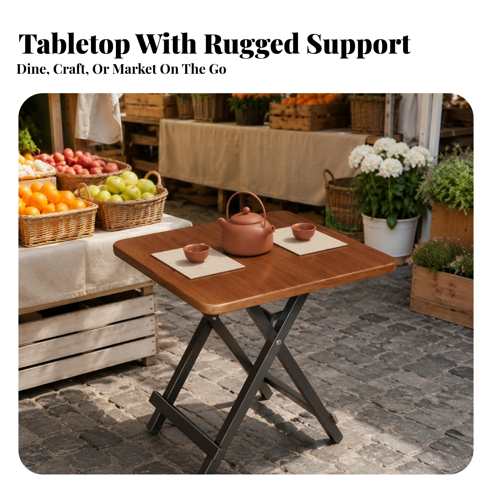 Square Folding Table Foldable Folding Table with Support Support Beams Indoor Outdoor Versatile for Small Living Areas