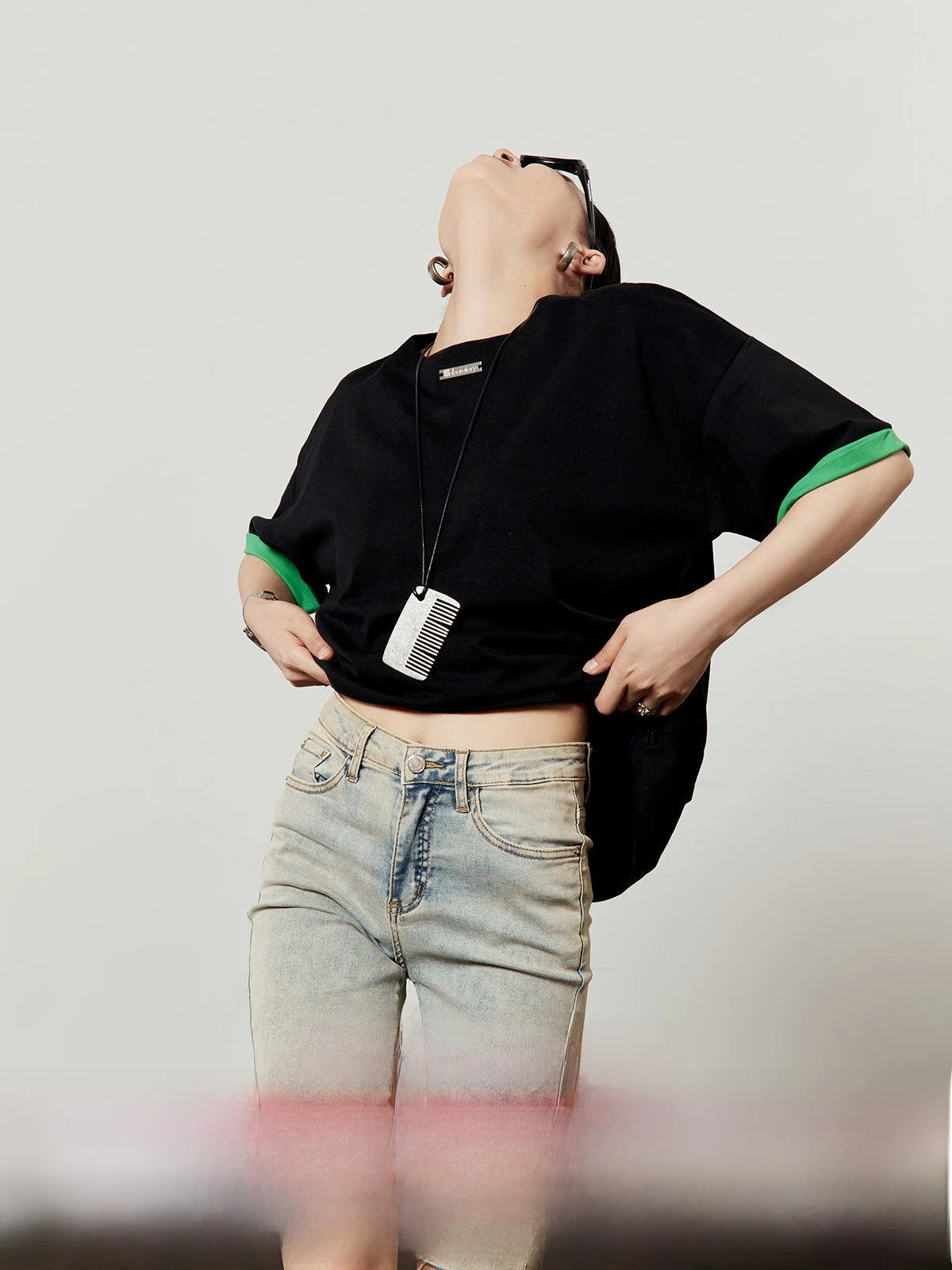 

Bla Casual Basic round Ne T-irt Women's Loose Fit ort Sve Comfortable Street Sle Creative Pattern Summer Top