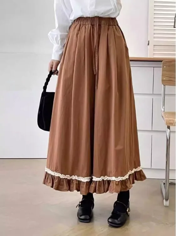 芸術的なプリーツワイドレッグパンツ レディース コットン 花柄プリント カジュアルパンツ ミッドハイウエスト エラスティック コットンリネン