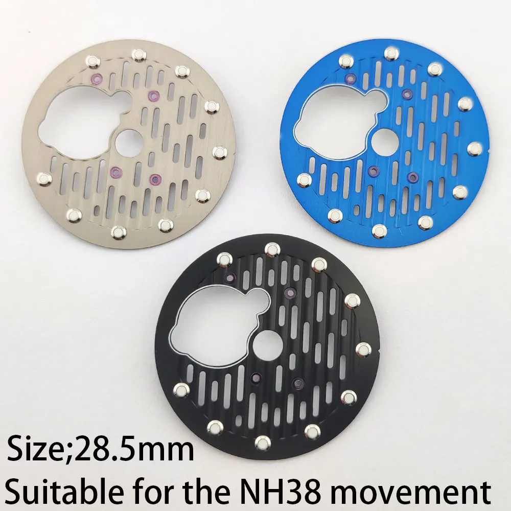nh38 dial 28.5mm dial Hollowed out dialGreen night light Suitable for NH38 movement watch accessories watch dial