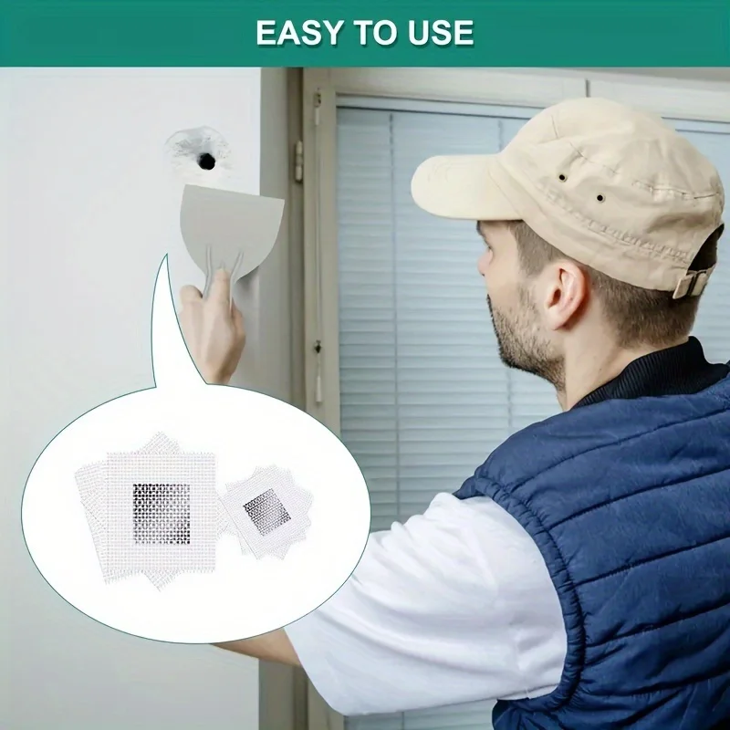 

4pcs Plasterboard Repair Kit Including Scraper Sandpaper - Complete Set With 4-Inch Fibreglass Mesh Metal Plasterboard Patch