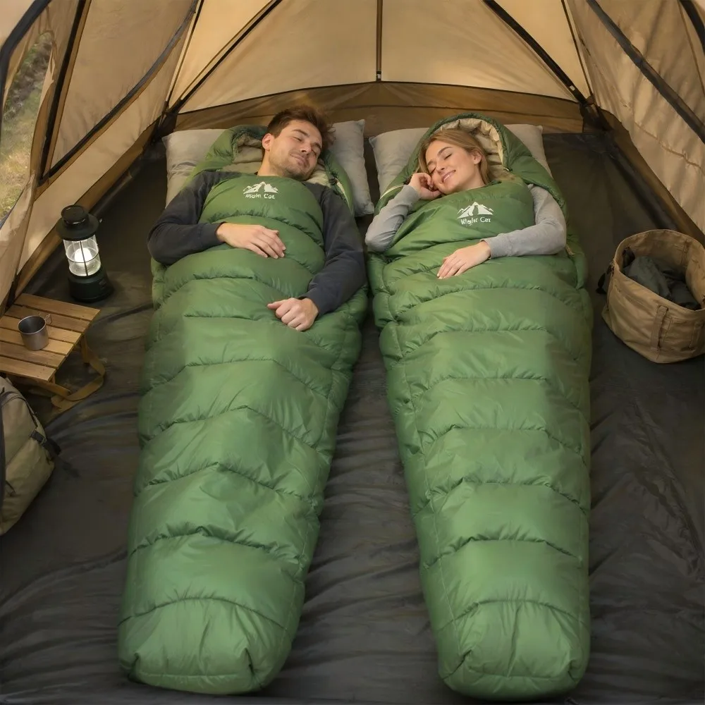 Night Cat Down Sleeping Bag: 600 Fill Power Duck Down 32-59 ℉ Backpacking Mummy Sleeping Bags Ultralight for Adults Outdoor Camping Hiking
