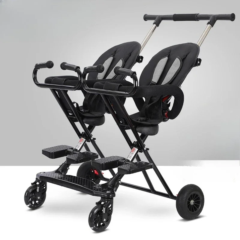 

‌Double Stroller for Twins‌-Extended Wheelbase with Spacious Seats All-Weather Foldable Design Breathable Cabin Safe Baby Travel