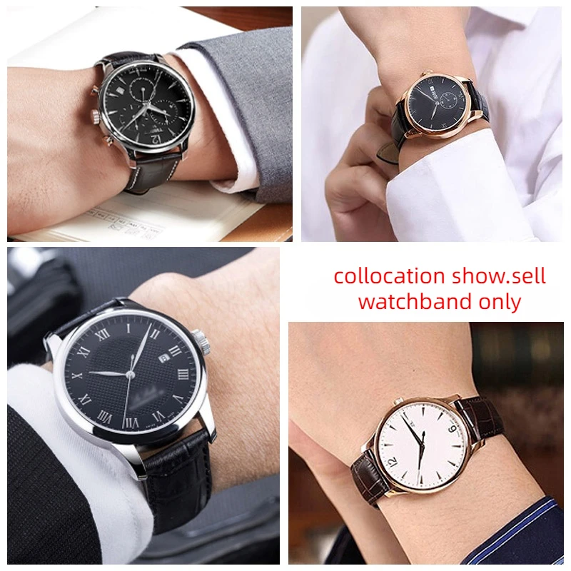 Per Tissot 1853 T41 Tudor Casio Mido Omega Tag heuer Chiusura a farfalla morbida pelle di mucca Orologio a catena Cinturino da uomo Bracciale con cinturino