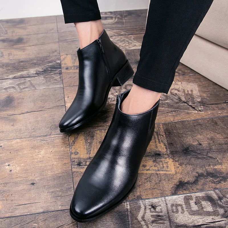 Winter Herren PU-Lederstiefel Klassischer Britischer Stil Casual Business Schuhe Hochwertige Knöchelstiefel für Männer Übergröße 46 Herrenstiefel – Detail 9