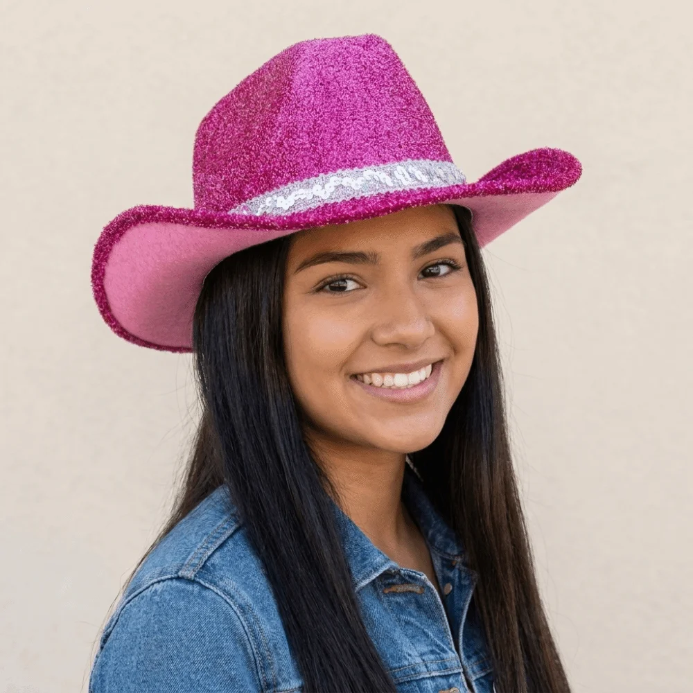 Cool Sequin Bowler Hat Shimmering Adjustable Western Cowboy Hat Glitter Jazz Hat Cowgirl Hat Prom