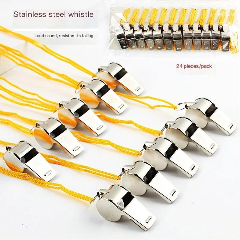 Stainless Steel Whistles Loud Metal Whistle Team Sport With Rope Strong Sport Whistle Compact Wear Resistant