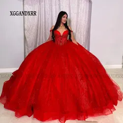 Red Quinceanera Dresses 2024 Birthday Party Princess Sweet 15 16 Prom Gown Long Train Appliques Pageant Vestidos De 15 Años XV