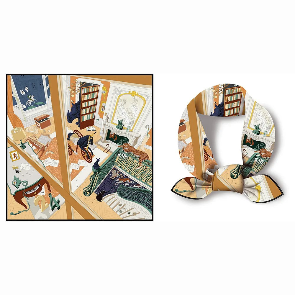 

Spring Summer New Style Small Square Scarf for Women Decorative Twill Silk Scarf Versatile Accessory for Various Occasions