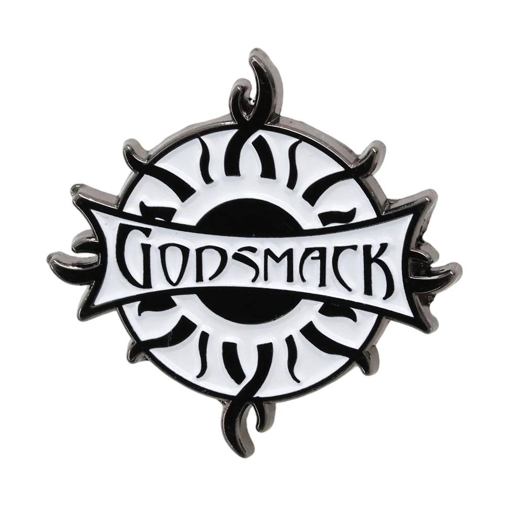 Godsmack Band-Brosche, Vintage-Rock-Stil, Emaille-Anstecker, schlichtes, schwarz-weiß gemustertes, rundes Abzeichen, für Fans, Sammlerstück, Accessoire, Geschenk. – Detail 1