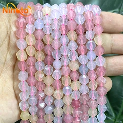 Natural Faceted Morganite Stone Beads Smooth Spacer Loose Beads for Jewelry Making DIY Women's Bracelet Necklace 15