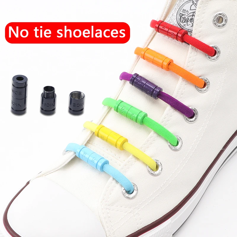 

Semicircle No Tie Shoe laces Shoelaces for Sneakers Nice Metal Lock Elastic Shoelace Without Tying for Women Man Lace for Tennis