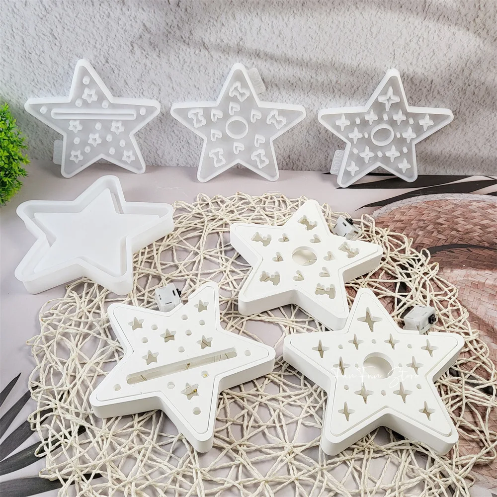 DIY Star Projection Candlestick Decoration DIY Silicone Mold 3D Creative Handmade Candle Holder Plaster Drop Glue Making Tool