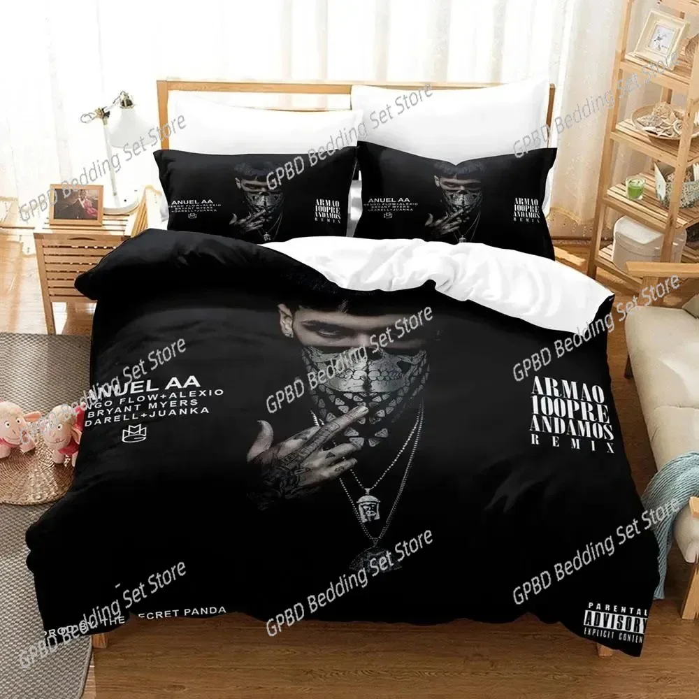 3D Print Anuel Aa Real Hasta La Muerte Bedding Set Double Twin King Duvet Cover Comforter Pillowcase Boys Girls Adults Bedroom