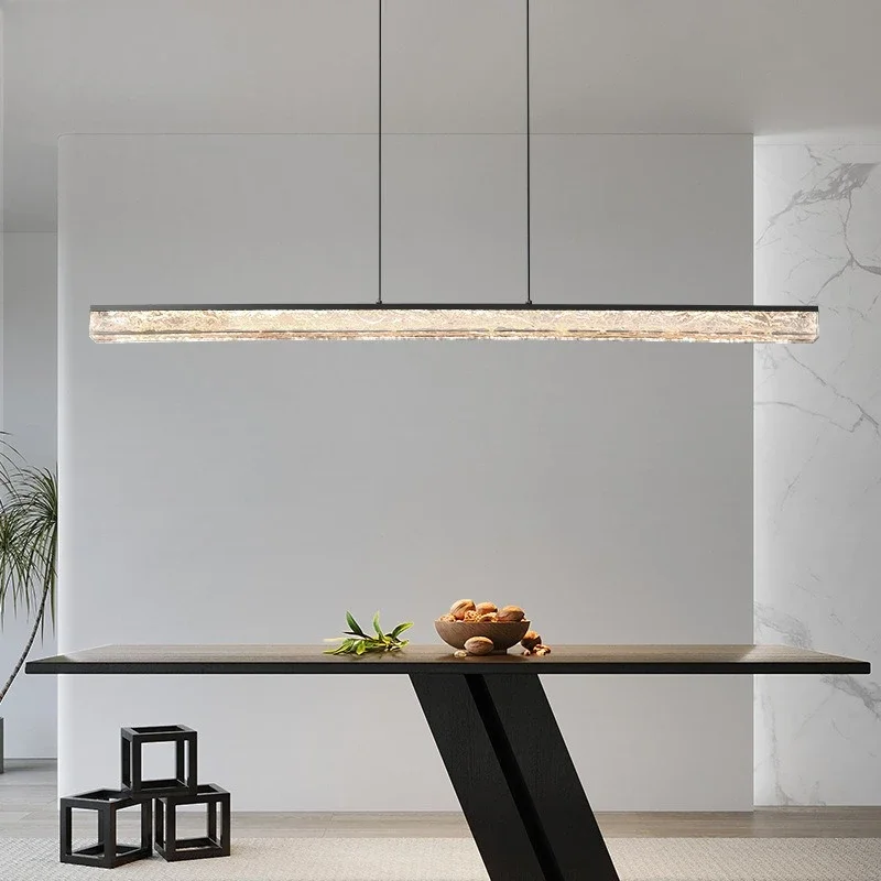 Chandelier modern minimalist bar table creative dining room designer high-end one-word strip