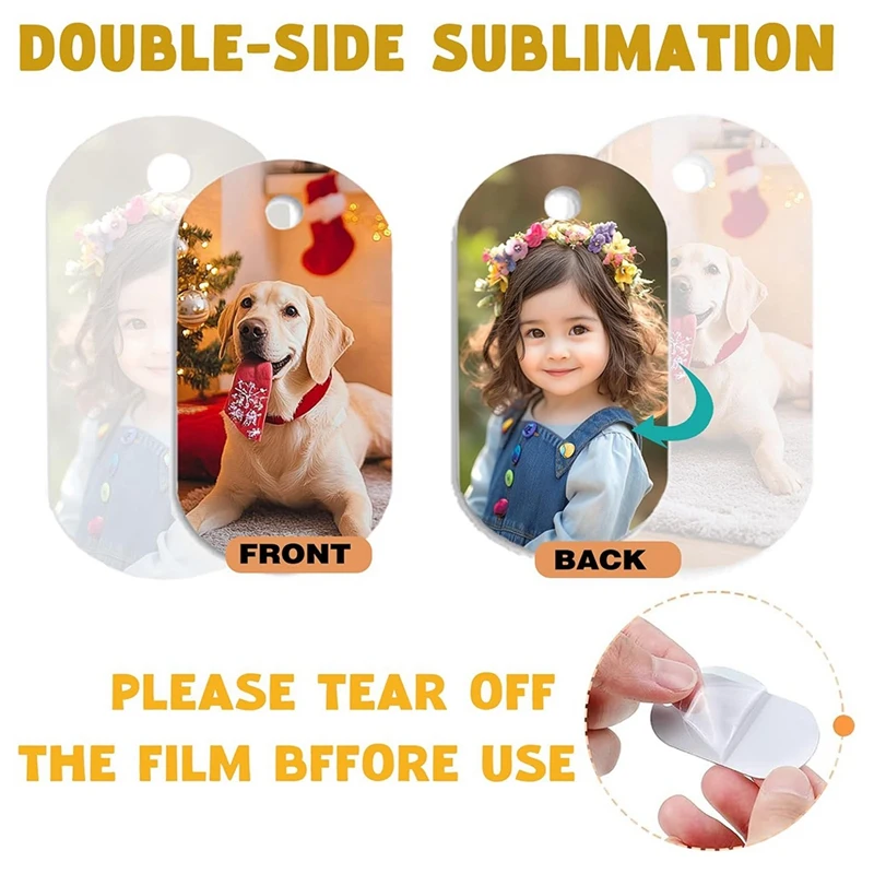 Sublimation Dog Tags Blanks 48 Pcs Aluminum Sublimation Dog Tag Chain Necklace Double Sided Dog Tags Oval For Pets