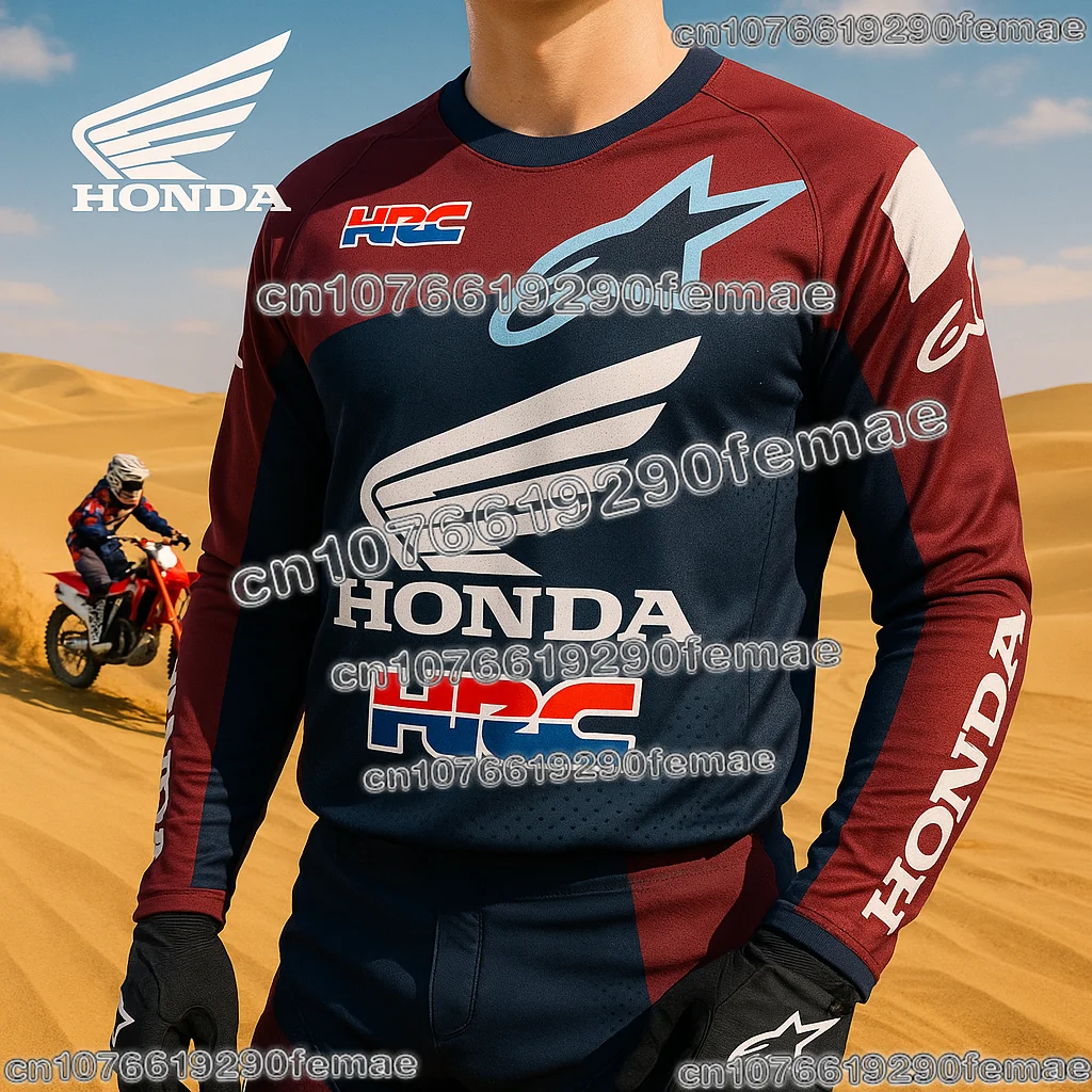 قميص Honda للدراجات النارية بأكمام طويلة سريع الجفاف، قميص مريح وجيد التهوية لسباق الدراجات الترابية والرياضات الخارجية اليومية #3
