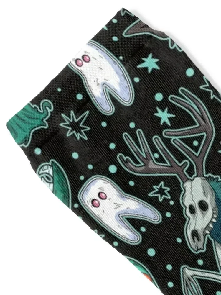 Cryptids Night Calzini neri compressione basket Calzini maschili da donna