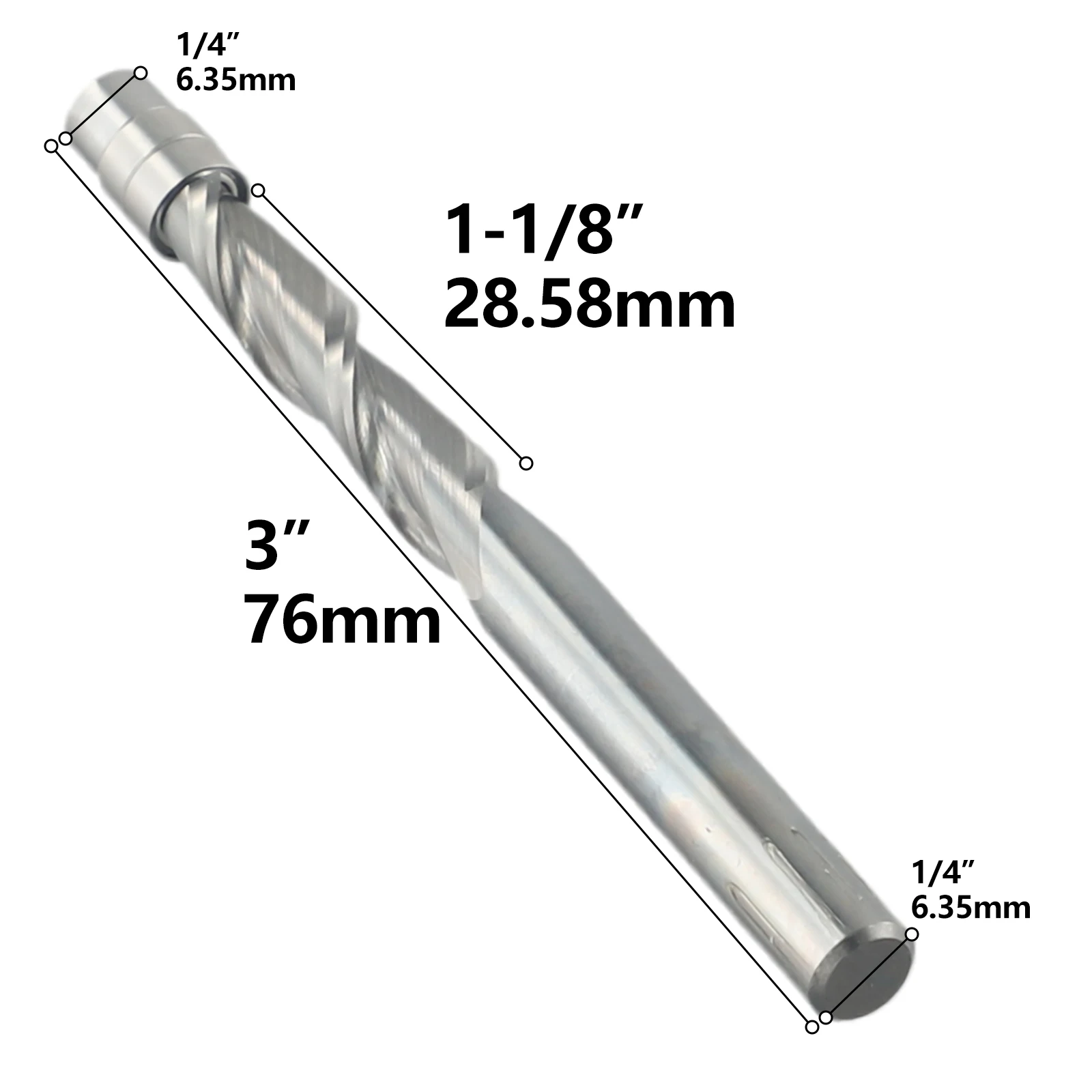 

1pcs Compression Flush Trim Solid Carbide Spiral Router Bit Miilling Cutter 6.35mm/6mm Shank For Cutting MDF Plywood Plastic