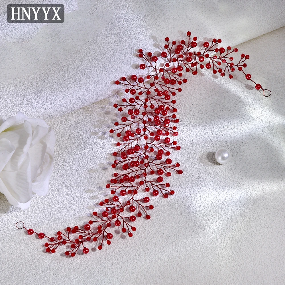 HNYYX moda accessori per capelli in cristallo matrimonio rosso perla capelli vite per le donne sposa festa gioielli copricapo A261