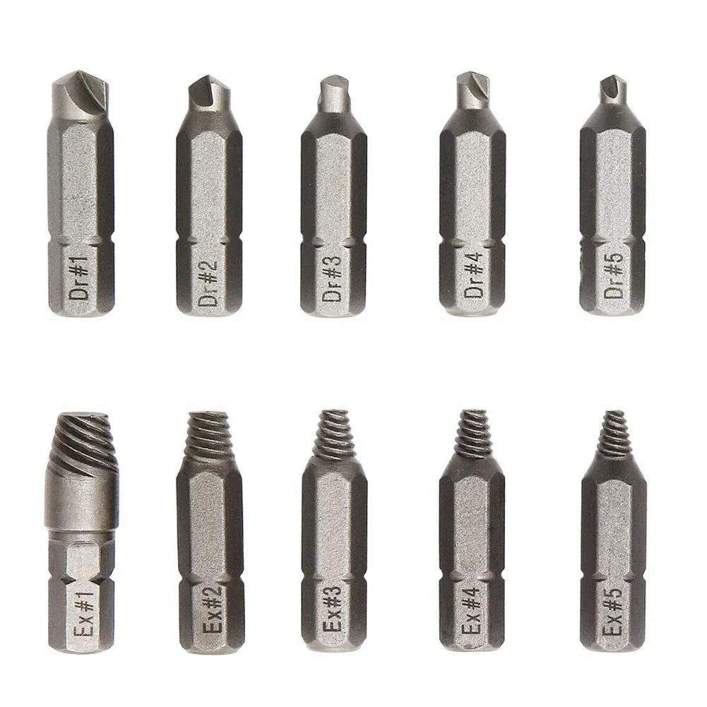 

10pcs Broken Head Screw Extractor Drill Bit Damaged Screw Bolt Tap Remove Tool Screw Remover Electric Drill Tool Power Tools