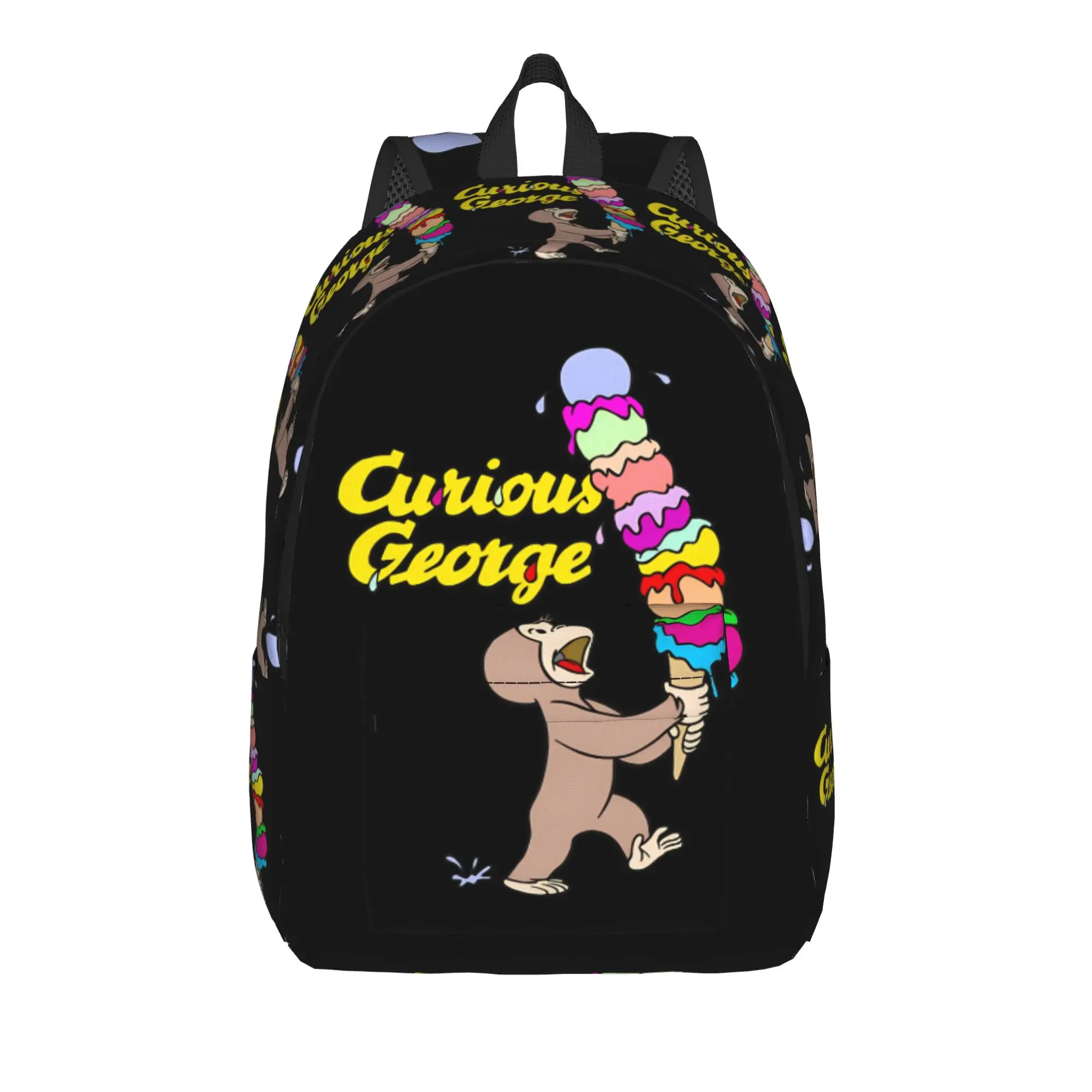 Curious George With A Giant Ice Cream Cone Limited Edition Backpack  University Backpacks Male School Bags Lightweight Rucksack