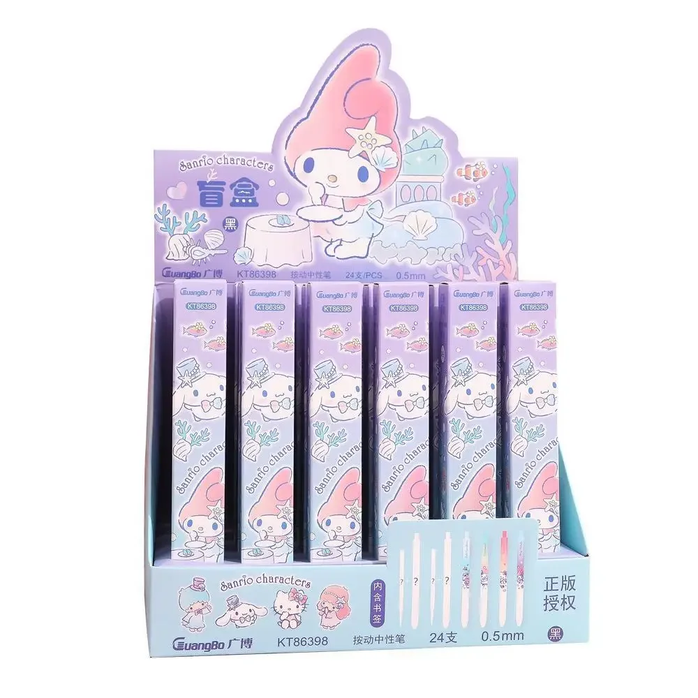 Sanrio-Bolígrafo de Gel Melody Blind Box, Rollo de Canela de dibujos animados, prensa de corazón, bolígrafo de Gel, escritura de estudiantes, regalo sorpresa