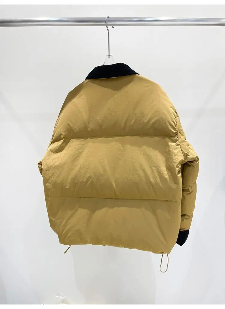 겨울 신상 여성 다운 재킷 통근용 배색 배색 칼라 화이트 덕다운 재킷