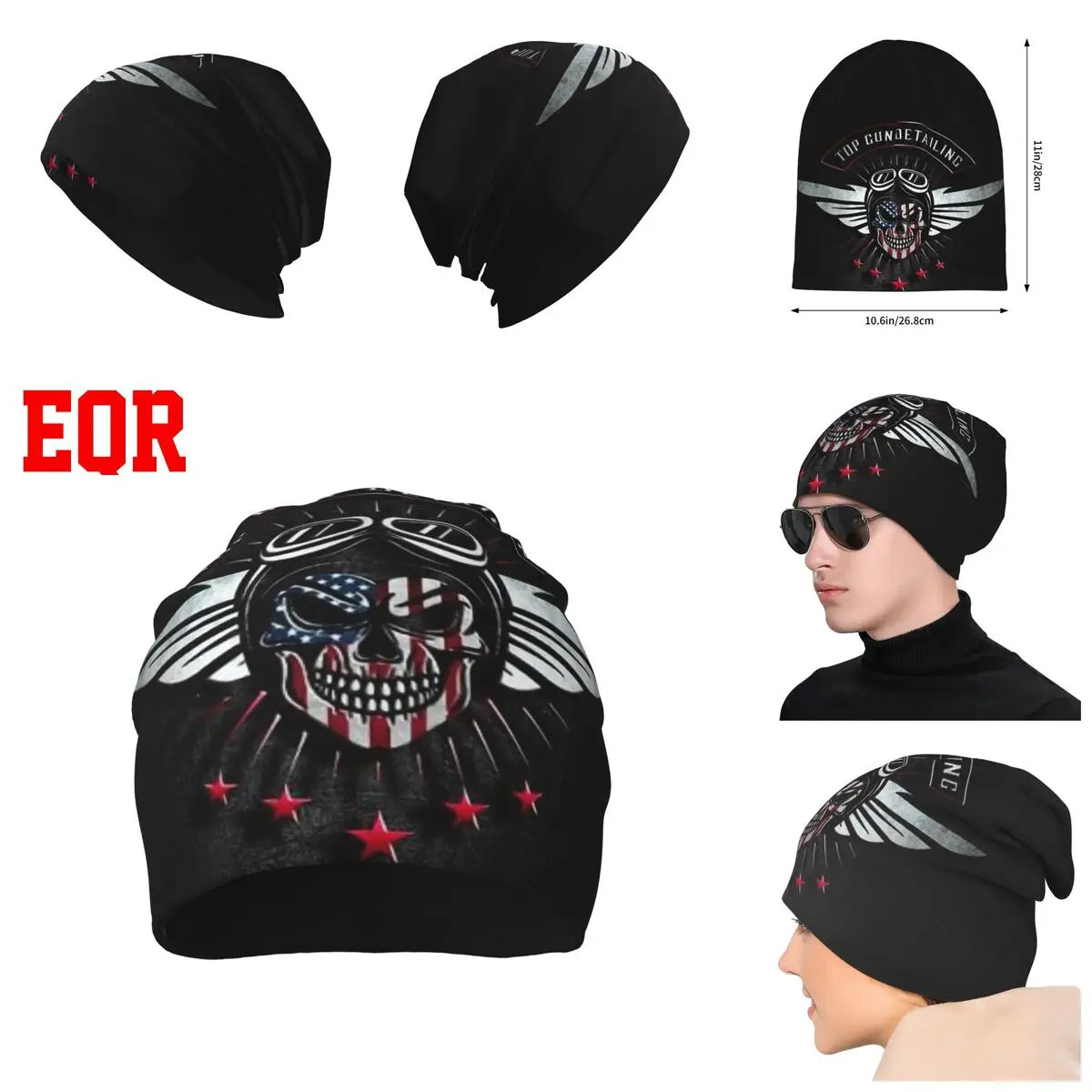 3D Color printing Knitted Hat For Men And Women, Born To Fly Flight Pilot Gift Unisex winter Warm Brimless Urinal Hat