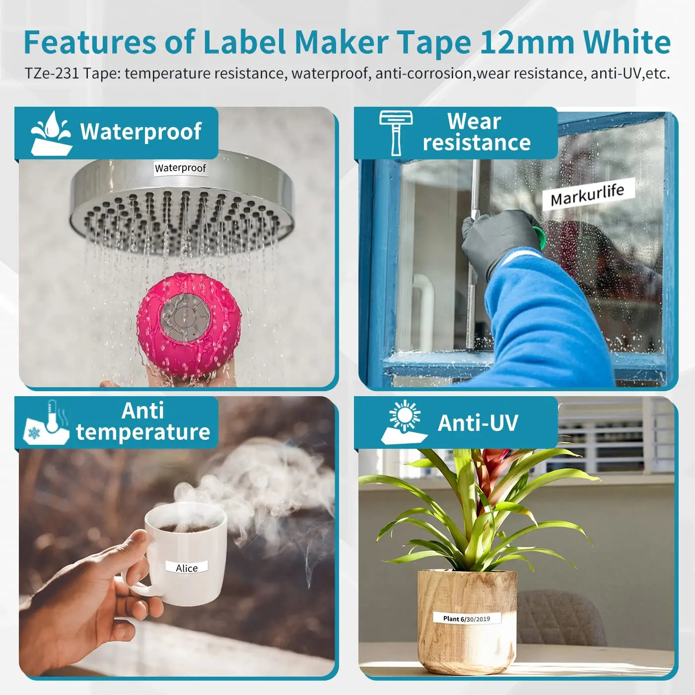 1PCS Label Tape 12mm Tze231 Compatible for Brother Label Maker Printer Pth110 Ptd600 TZe-221 TZe-131 TZe-211 TZe-231 TZe-241