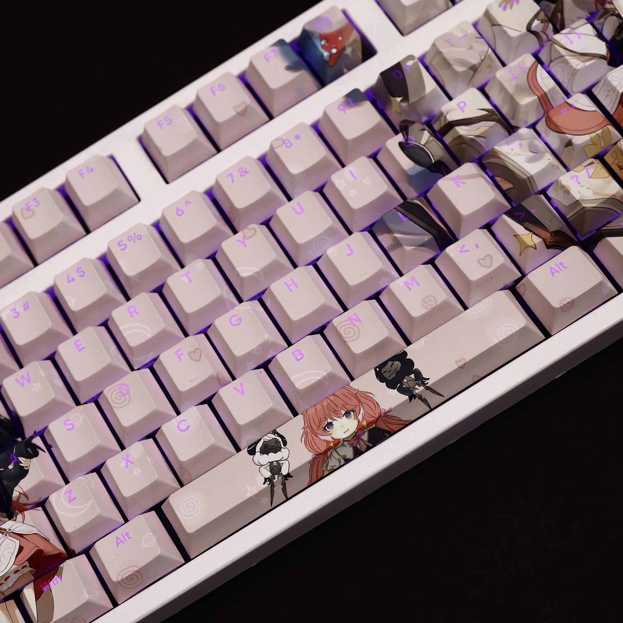 108 Keys/Set Wuthering Waves Encore PBT Keycaps Cherry Profile DIY Custom for MX Switch Mechanical Keyboard Anime Game Gift