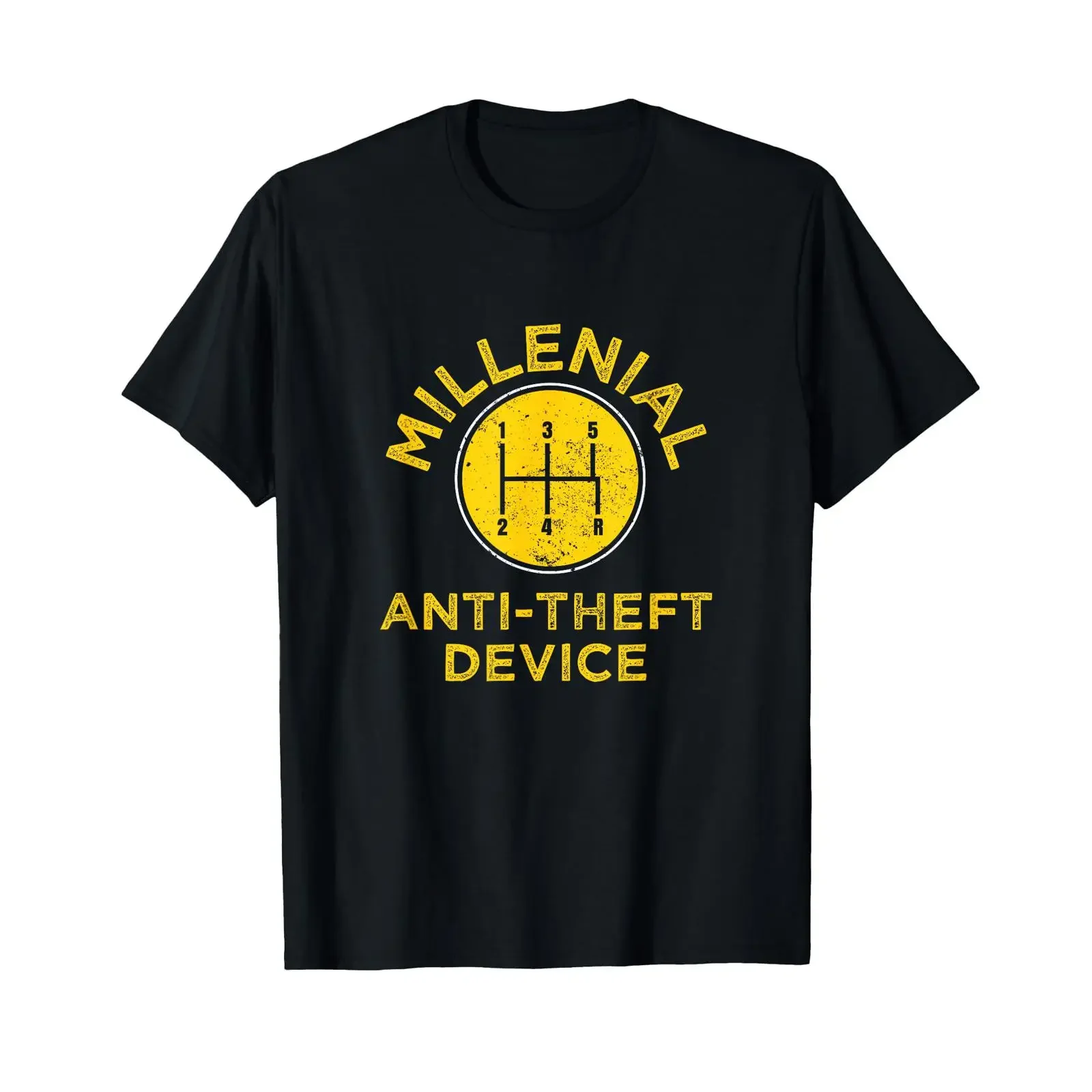 Funny Millenial Gear Box Anti Theft Device Vintage T Shirt vintage Washed graphic Slightly Unisex homme Top For Everyday Wear