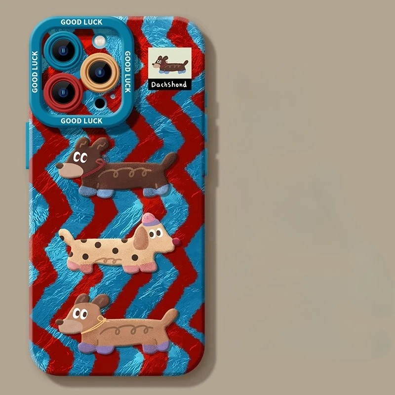 

Cartoon Sausage Dog Silicone Color Phone Anti Drop Protective Case Suitable for IPhone 15, 16 Plus Promax Full Series