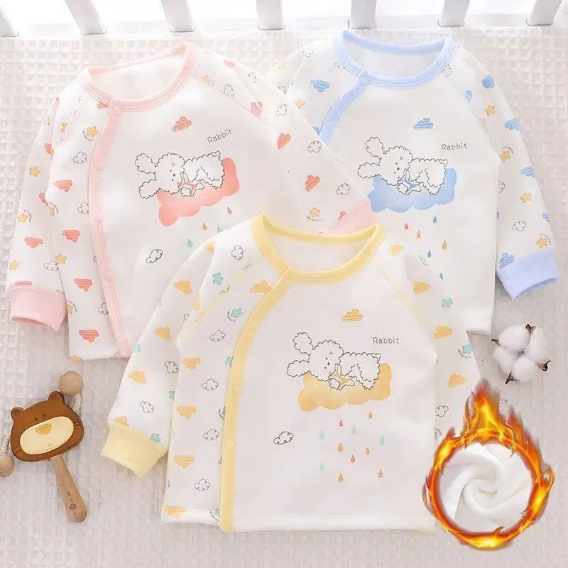 

Autumn Winter Boys Girls Baby Cute Pajamas Cardigan Coat Top Loungewear Fleece Lined Warm Outerwear Infant Cozy Kids Clothes