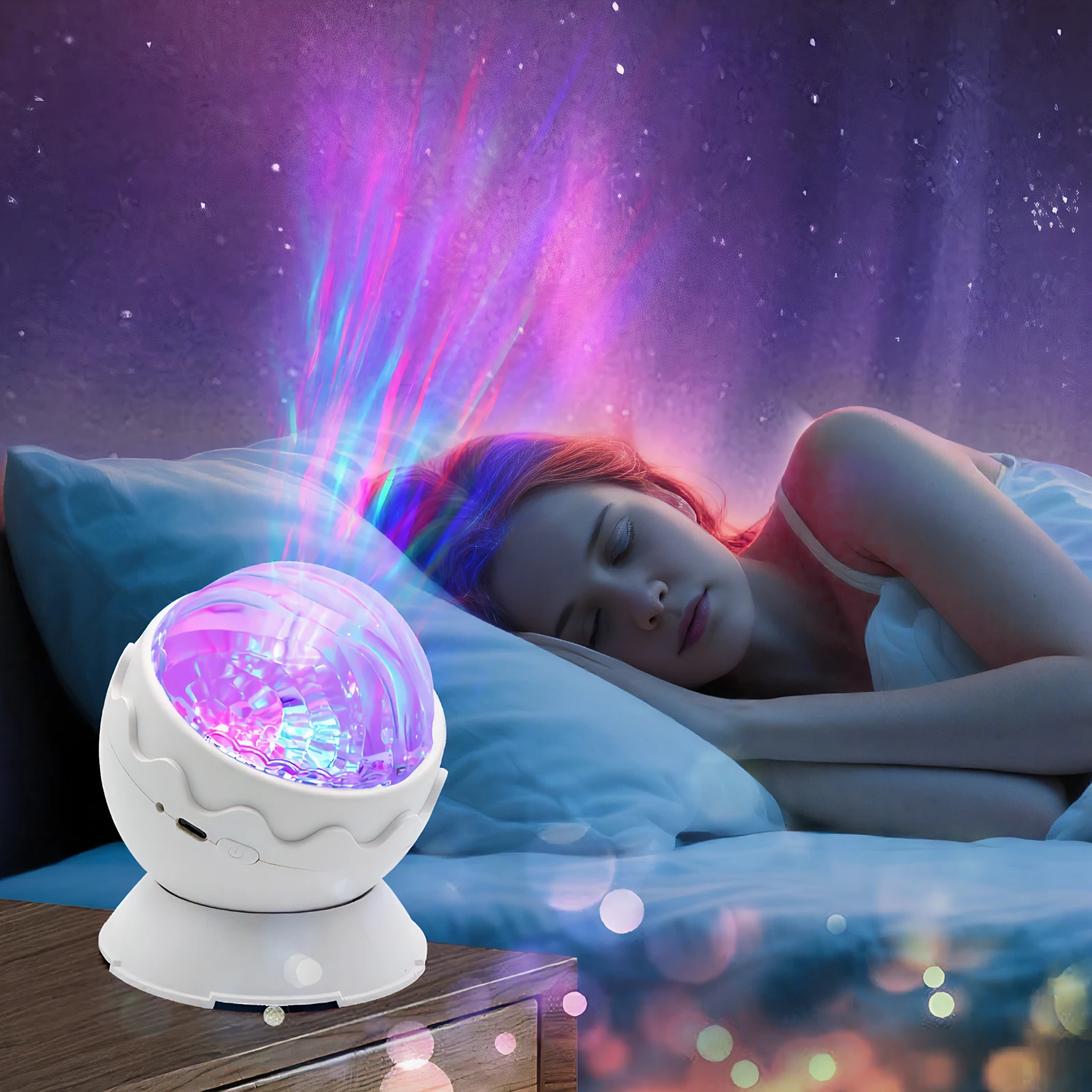 Proyector de techo de ola de mar, iluminación ambiental de humor con forma de huevo de dinosaurio, lámpara de proyector de galaxia 2 en 1 para dormitorio, sala de estar y fiesta