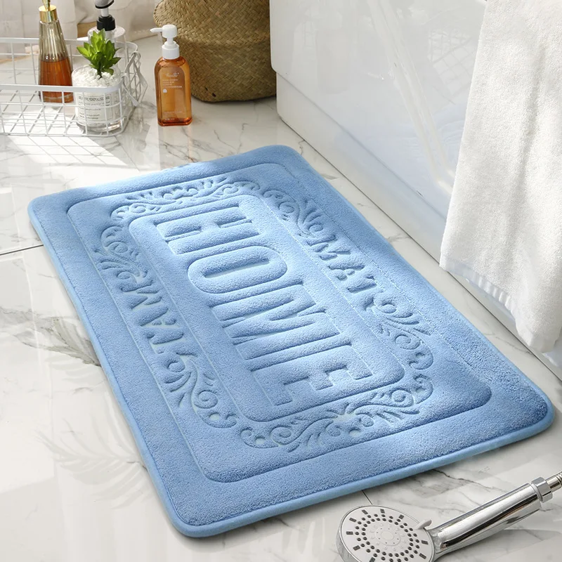 Bathroom Absorbent Non Slip Foot Pads Flowers Rug Imitation Cashmere Doormat Bathtub Side Carpet Entrance Door Mats