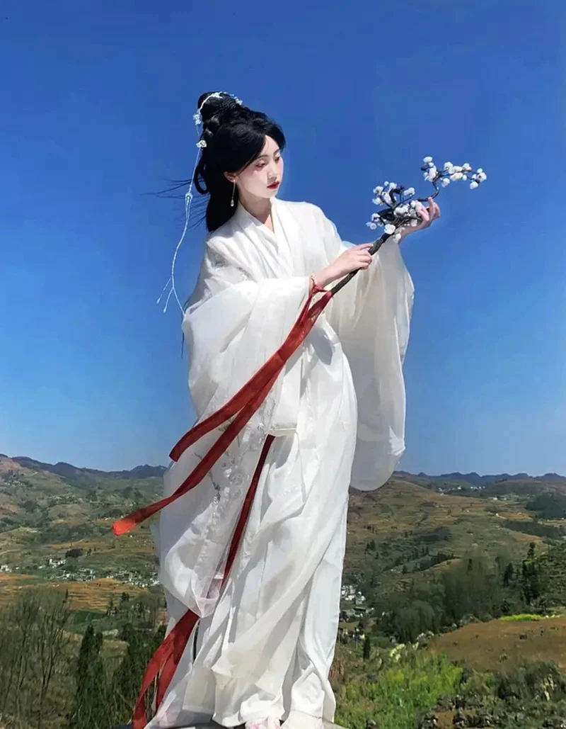 

Chinese Hanfu Fairy Dress Set Women's Ethnic Style Traditional Clothing Warring States Period Robe Cosplay Performance Costume