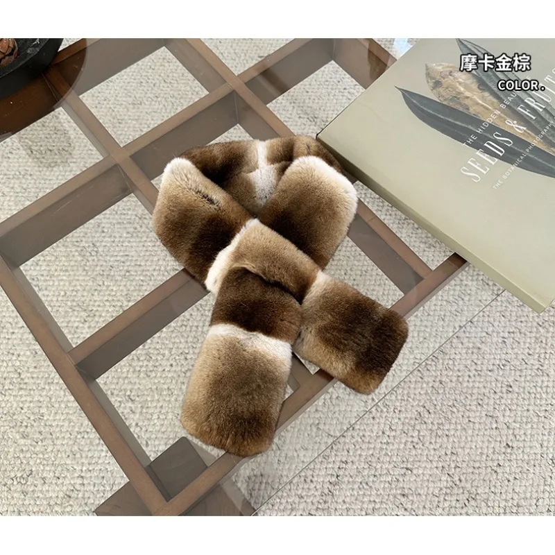 imitation chinchilla blue purple blue natural color Rex rabbit hair double-sided scarf luxurious temperament versatile scarf