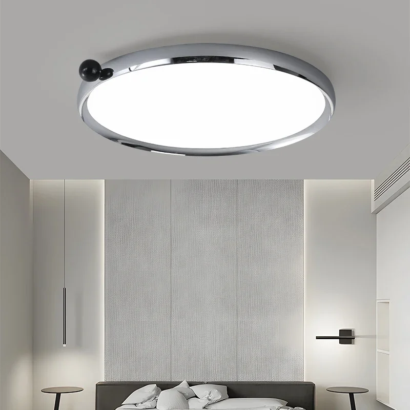 

Silver Simple Walnut LED Ceiling Light White Bedroom Modern Lighting Living Room Balcony Indoor Lamp Home Interior Decor Lamp