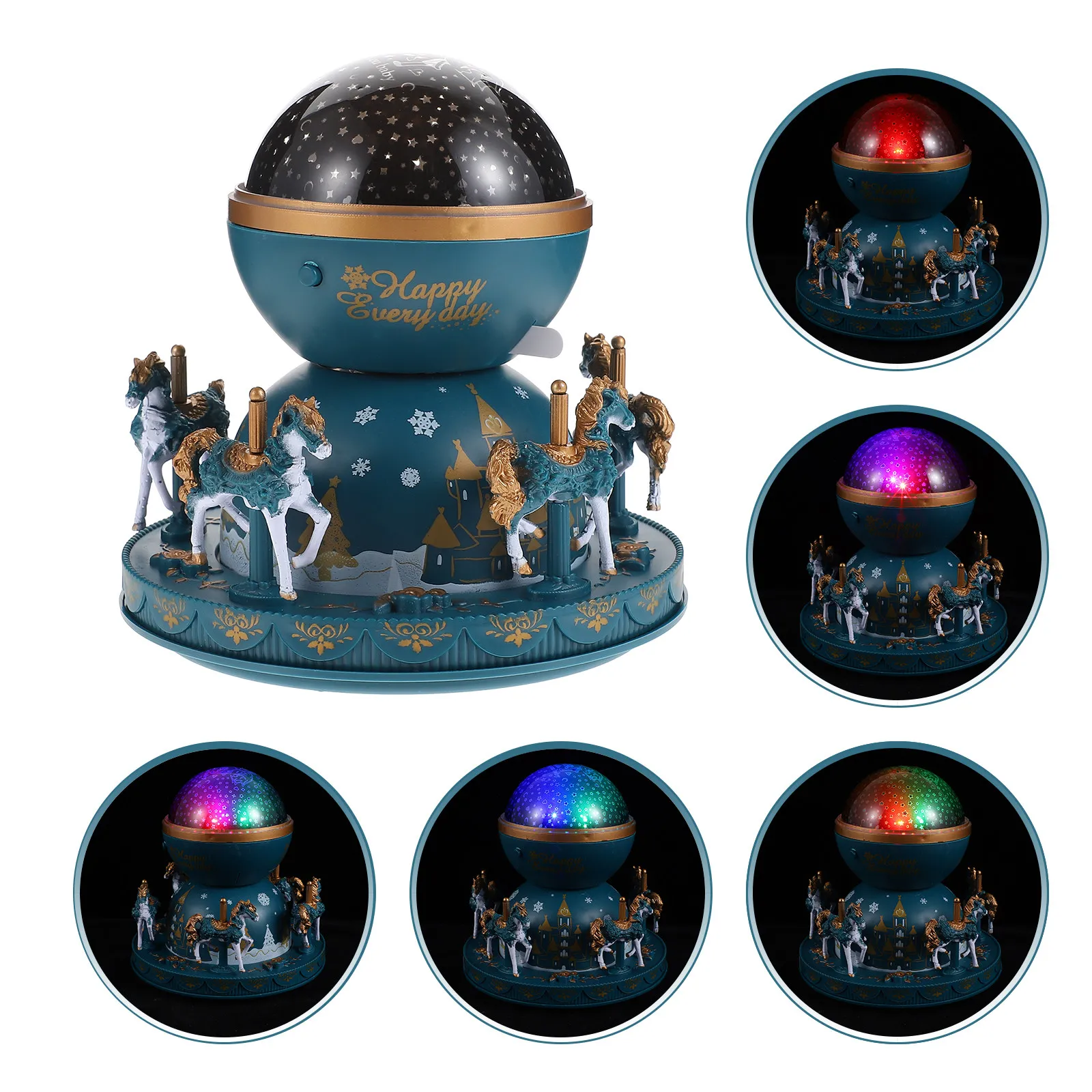Carousel Music Box Projection Light Multicolor Rotating Horse Melody Lamp Gift Birthday Home Decor Carousel Music Box