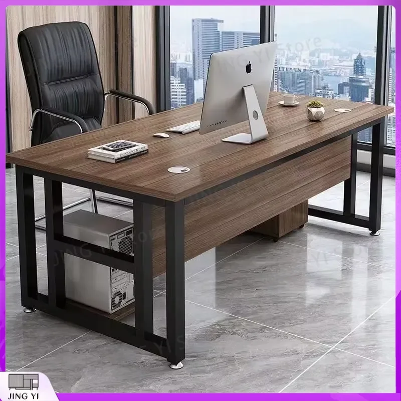 Modern Simple Single Desktop Computer Desk Steel Frame Office Desk for Supervisor Manager Workstation Metal Material Study