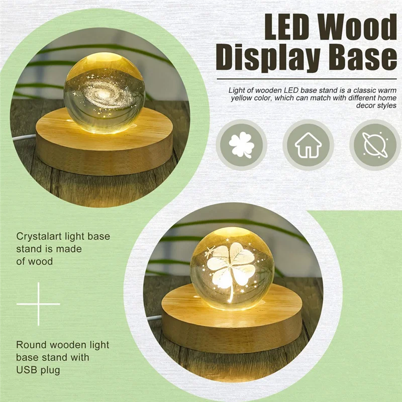 A95G Set di basi per display a LED in legno da 8 pezzi Kit di basi illuminate per display in legno di arte cristallina Base illuminata per vetro artistico illuminato a LED