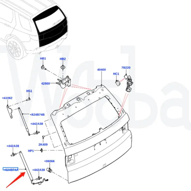 Wooba Electric Rear Tailgate Strut Shock LR075419 LR075420 For Land Rover Discovery Sport 2014-2017 Trunk Lid Spring Support