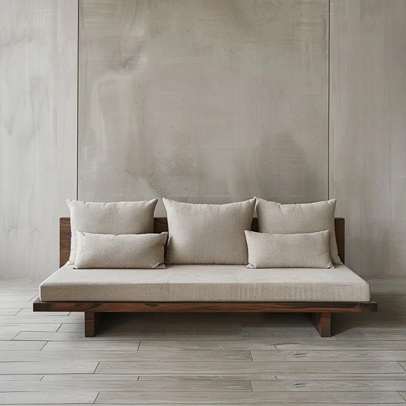 Hxl solid wood sofa - rustic living room style, detachable and washable