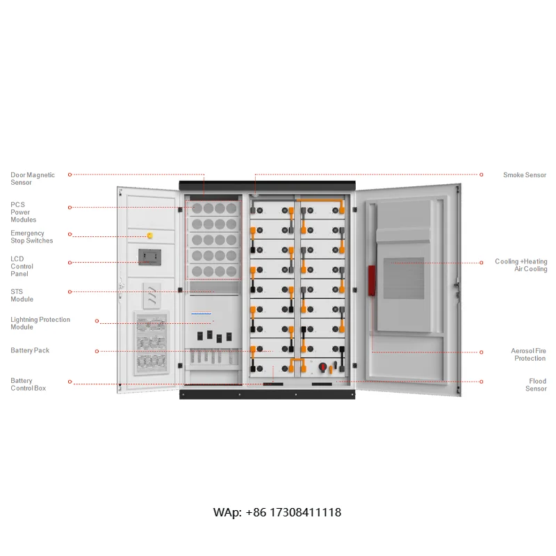 100kw Lithium Ion Industrial Energy Storage System 200kWh IP65 Protection Air Cooling Outdoor Storage Cabinet for Solar