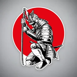 1PC Red Sun and Samurai JDM Motorcye Stickers Car Stickers Auto Window Trunk Waterproof Sunscreen Vinyl Decals Decoration