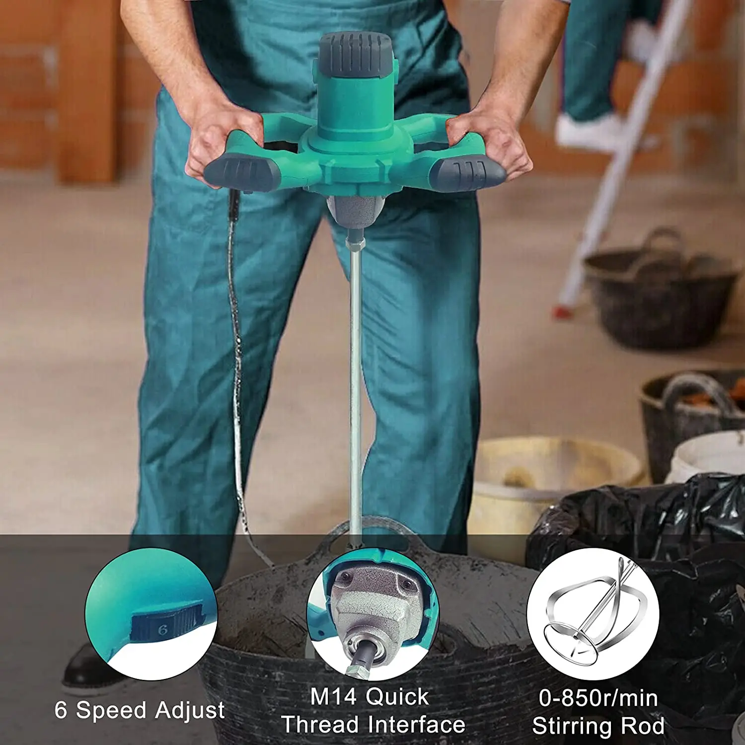 المحرك الكهربائي المحرض الصناعي الصف خلط الحفر مجداف واحد نشط يده خلاط طلاء الطاقة التلقائي