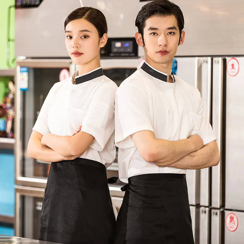 Salopette de Pâtisserie pour Homme, Respirante, à Manches Courtes, Uniforme de Chef, Printemps et Été